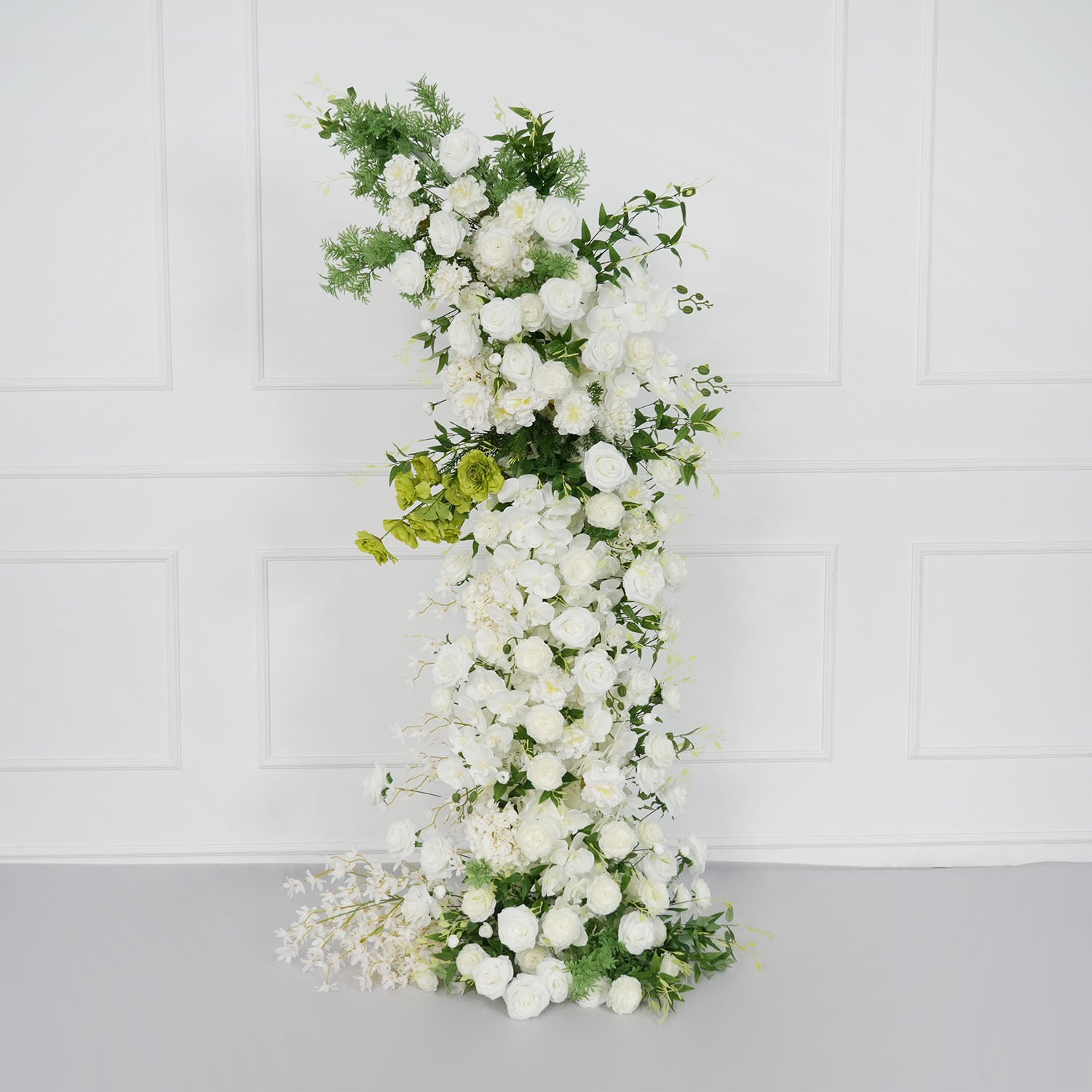 Uflower White Rose Green Leaf Floral Horn Arch Wedding Party Backdrop Decor